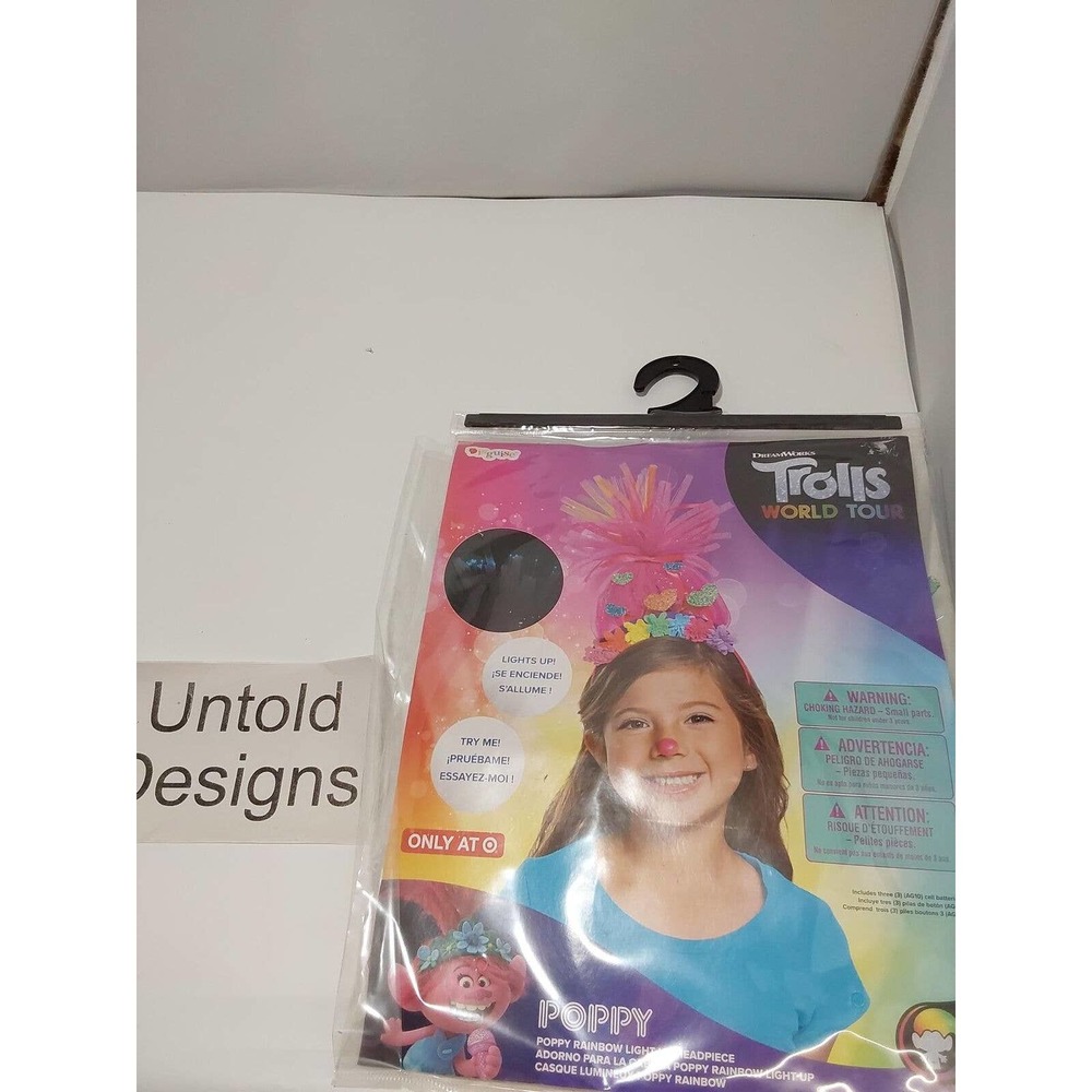 Trolls Poppy Headband, Light Up Trolls World Tour Costume Accessories for Kids,
